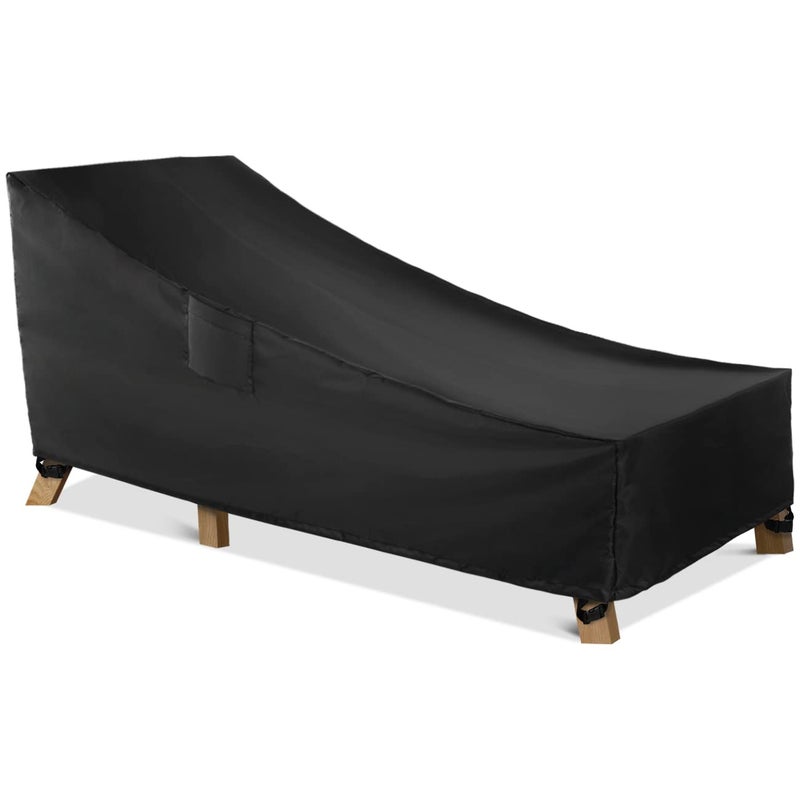 WLEAFJ Patio Chaise Lounge Cover Waterproof, Heavy Duty Outdoor Lounge Chair Covers, Black Durable Patio Furniture Covers, 78L x 34W x 32H inch - Image 1