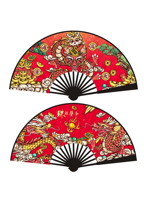 Chinese Style 10 Inch Silk Fan Gift Bamboo Frame Dragon Year Zodiac Animal Handheld Fans Trendy Fan For Activities Luca