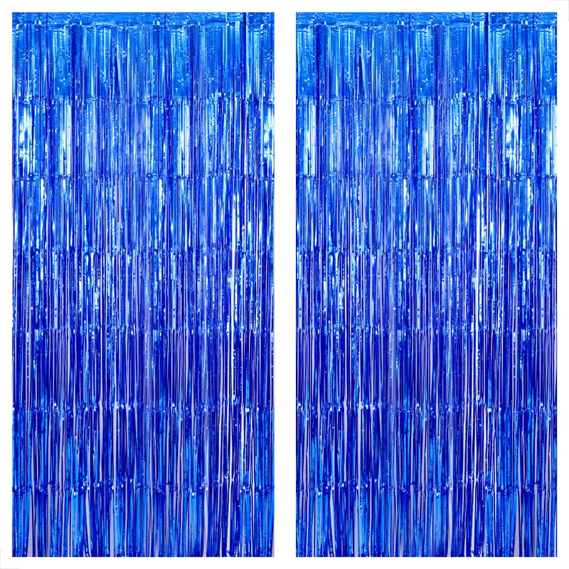 KatchOn Xtralarge Blue Fringe Backdrop 8x32 Feet Pack of 2 Blue Streamers Ocean Decorations Under The Sea Party Decorations