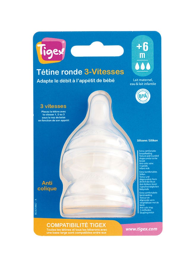 TIGEX Wide Neck Silicone Teats 3 Speed Infant Milk Suitable From 6 Months - Image 2