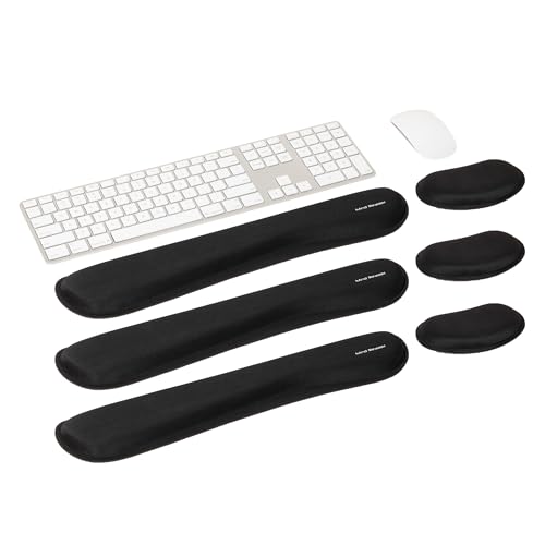 Mind Reader Ergonomic Keyboard and Mouse Wrist Rest Sets Gaming Accessory Memory Foam 1675 L x 3 W x 075 H 6 pcs Black - Image 1