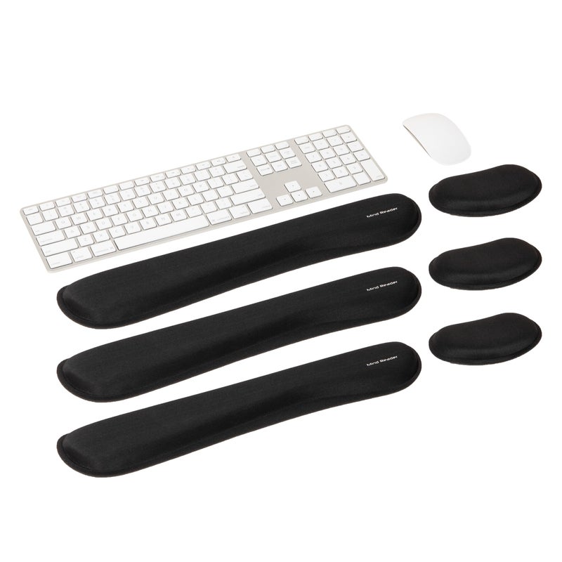 Mind Reader Ergonomic Keyboard and Mouse Wrist Rest Sets Gaming Accessory Memory Foam 1675 L x 3 W x 075 H 6 pcs Black - Image 2