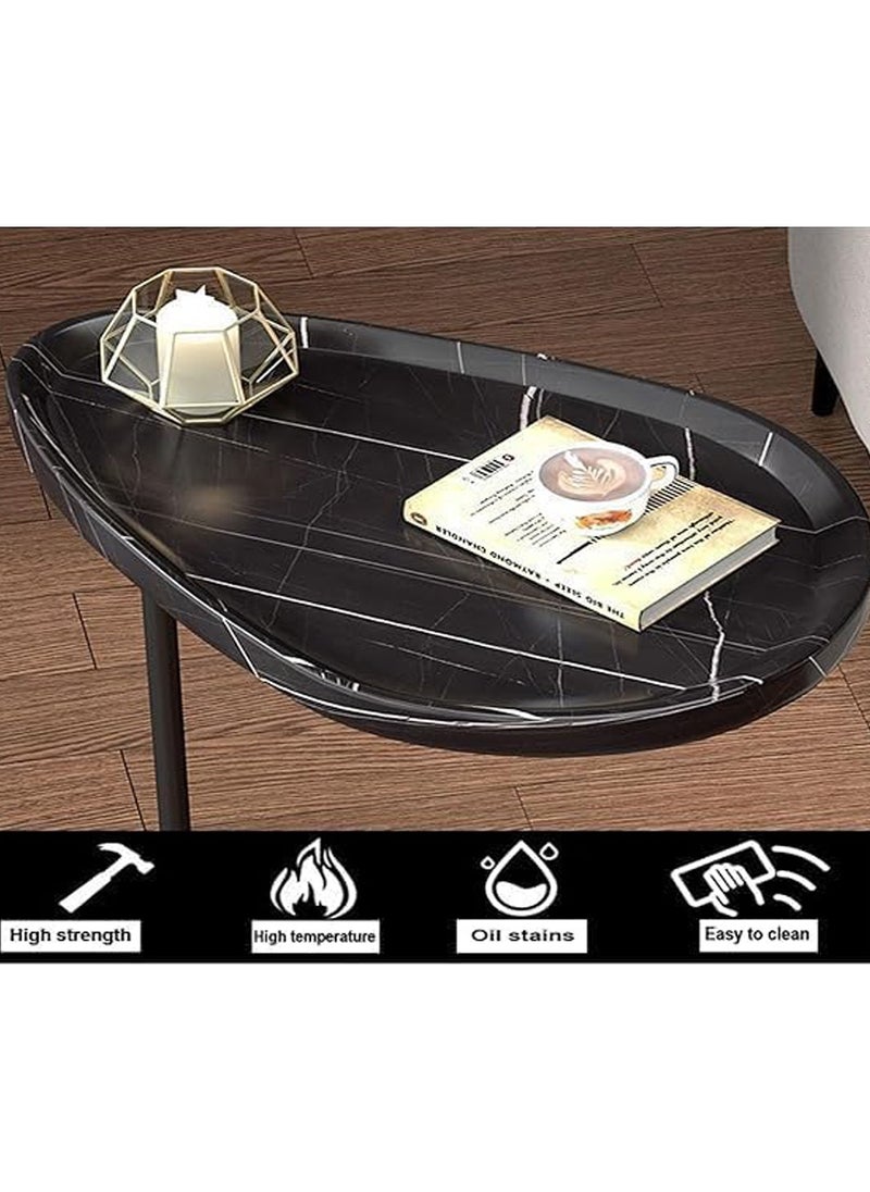 DubaiGallery Oval Coffee Table Decor, Contemporary Coffee Table, Portable Side Table, Small Side Table with Storage, Small Side Tables for Small Spaces  - Image 4