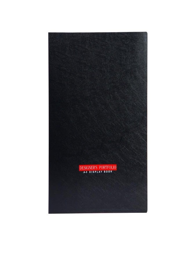 WorldOne A3 Size(Approx Double of A4- photocopy Page Size), (44.5 * 33 * 1.9 cm) PP Portfolio Display Book with 20 Bound Non-Detachable Top Loading Clear Binder Sleeves, Black, Colour, Set of 1 - Image 1