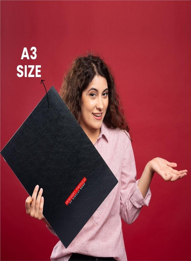 WorldOne A3 Size(Approx Double of A4- photocopy Page Size), (44.5 * 33 * 1.9 cm) PP Portfolio Display Book with 20 Bound Non-Detachable Top Loading Clear Binder Sleeves, Black, Colour, Set of 1 - Image 5