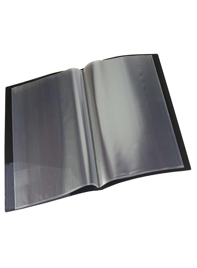 WorldOne A3 Size(Approx Double of A4- photocopy Page Size), (44.5 * 33 * 1.9 cm) PP Portfolio Display Book with 20 Bound Non-Detachable Top Loading Clear Binder Sleeves, Black, Colour, Set of 1 - Image 3
