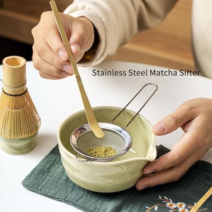 Mcherry 7 Piece Matcha Whisk Set Ceramic Matcha Kit With Bamboo Whisk Bowl StrainerScoop  Stand For Traditional Japanese Tea Ceremony - Image 3