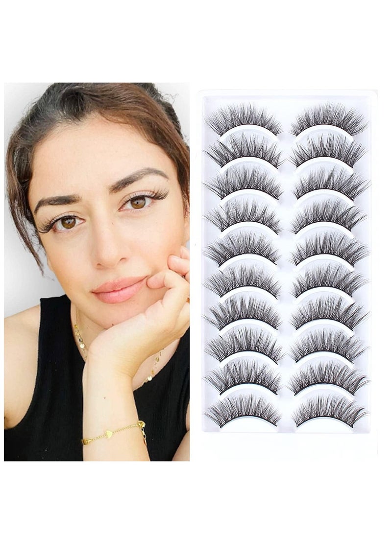 Artificial eyelashes 10 pieces/box, dense and long, reusable, ideal for daily use, dates, parties, art shows, and excursions - Image 1
