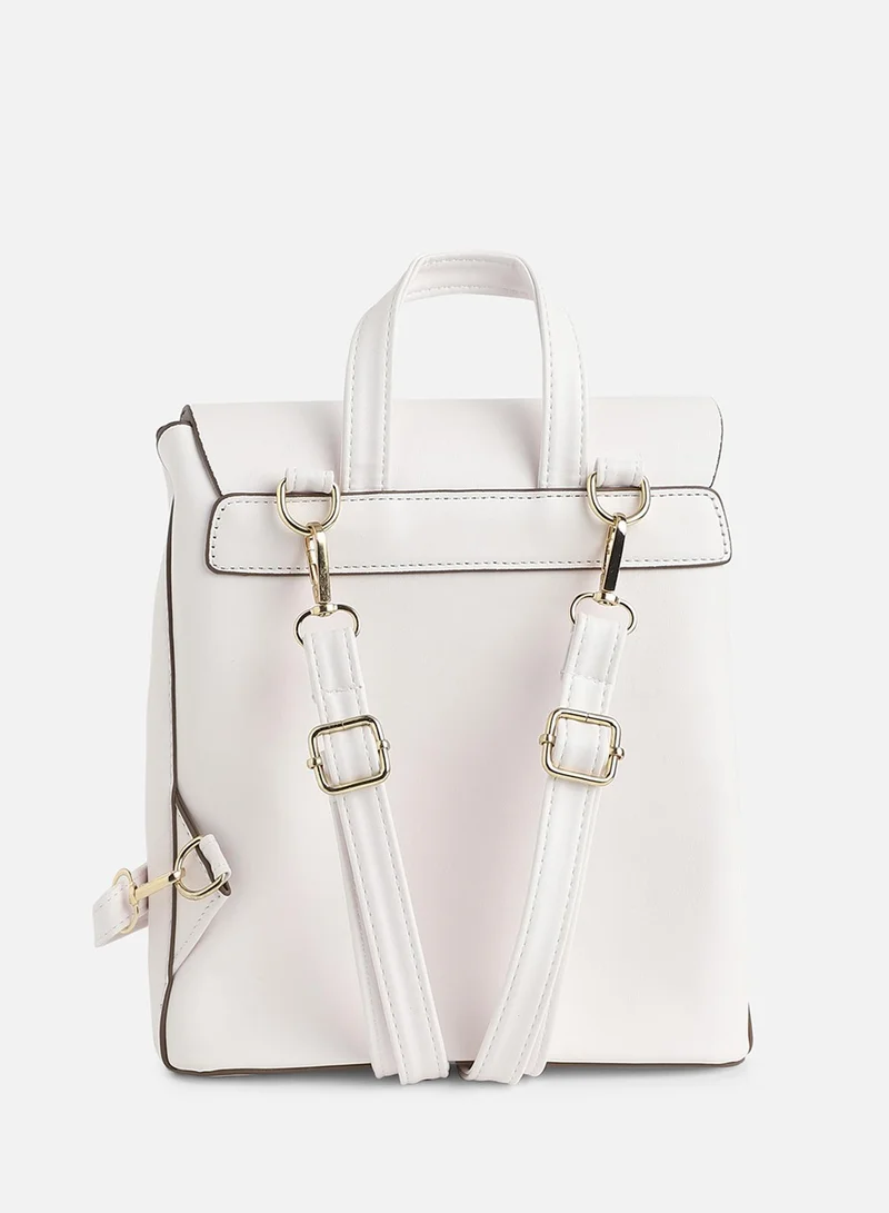 Haute Sauce Solid Magnet Lock Regular Vegan Leather Backpack with Detachable Strap