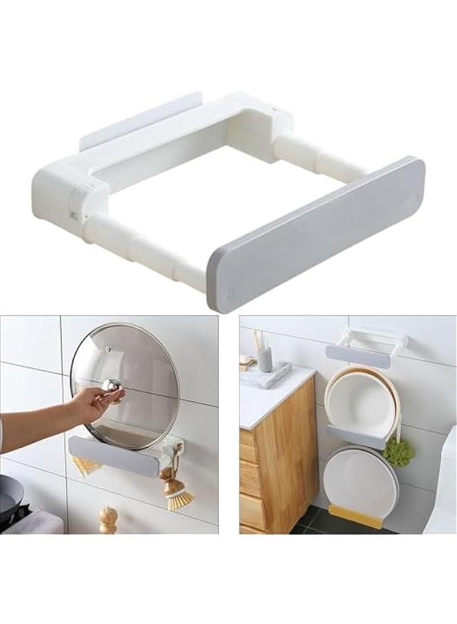Wash Basin Storage Rack Washbasin Organizer Scalable Towel with Hook Wall Hanging Holder Wall Mounted for Kitchen Toilet, Gray  - Image 4
