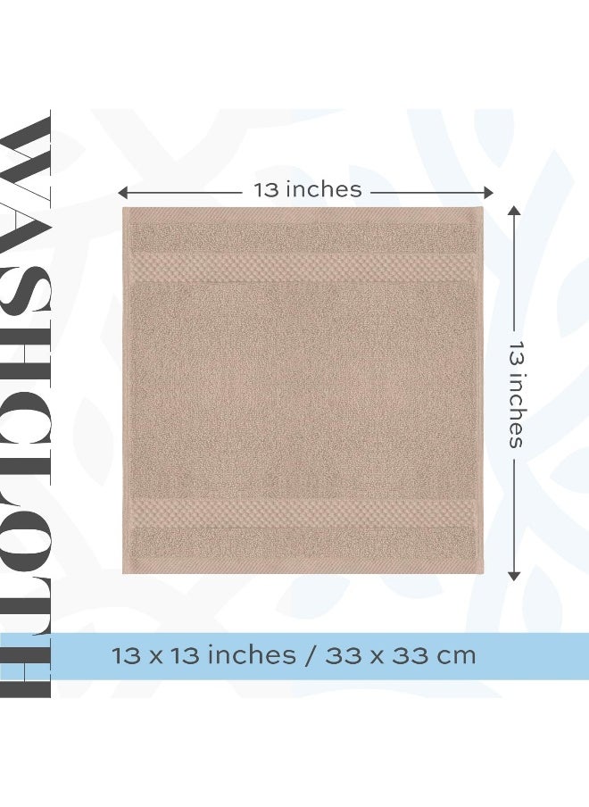 White Classic - White Classic Luxury Washcloths for Bathroom-Hotel-Spa-Kitchen-Set - Circlet Egyptian Cotton - Highly Absorbent Hotel Quality Face Towels - Bulk Set of 12-13x13 Inch (Taupe) - Image 1