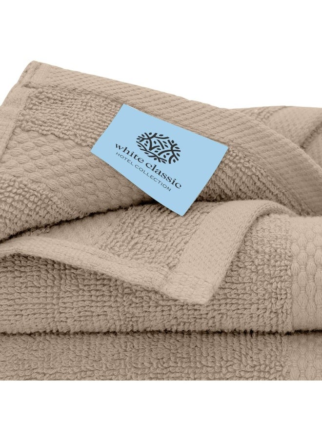 White Classic - White Classic Luxury Washcloths for Bathroom-Hotel-Spa-Kitchen-Set - Circlet Egyptian Cotton - Highly Absorbent Hotel Quality Face Towels - Bulk Set of 12-13x13 Inch (Taupe) - Image 1
