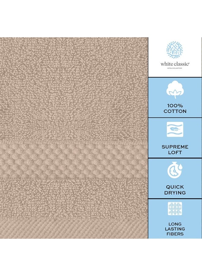 White Classic - White Classic Luxury Washcloths for Bathroom-Hotel-Spa-Kitchen-Set - Circlet Egyptian Cotton - Highly Absorbent Hotel Quality Face Towels - Bulk Set of 12-13x13 Inch (Taupe) - Image 1