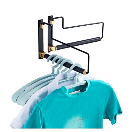 Hiendure Folding Clothes Hanger Drying Rack Black Wall-Mounted Clothes Organizer for Laundry Room Closet Storage - Image 2