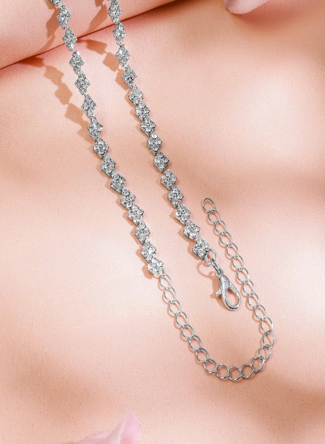 Rubans Rhodium-Plated White Cubic Zirconia Studded Classic Tennis Necklace for Women & Girls - Parties & Special Occasions - Image 5
