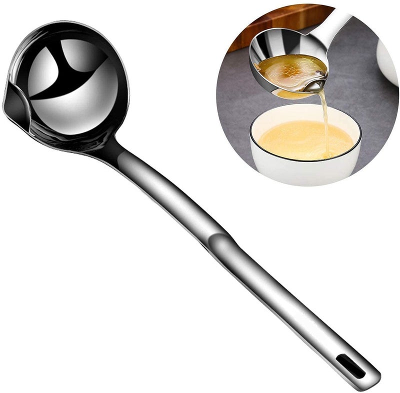 EXOFLY Stainless Steel Oil Soup Separator SpoonOil Filter SpoonCooking Spoon OilSeparated Spoon with Long HandleGrease Filter Spoon for Home Kitchen Hot Pot Fat Skipper - Image 2