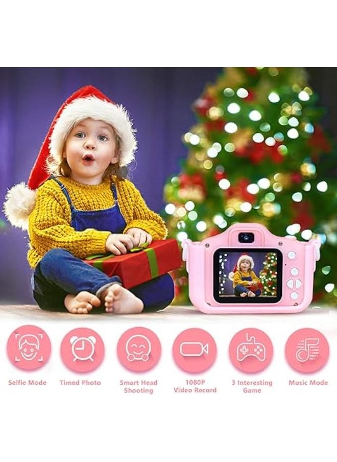 Executive LLC Kids Camera 1080P HD Digital Video Camera Toy for 3-12 Year Old Boys Girls Birthday Festival Gifts for Kids USB Rechargeable Kids Selfie Camera with 32GB SD Card and card reader(Pink)  - Image 3