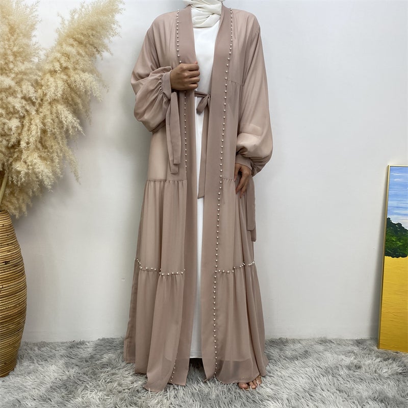 monica fashion Fashion Chiffon Long Beaded Cardigan - Image 2