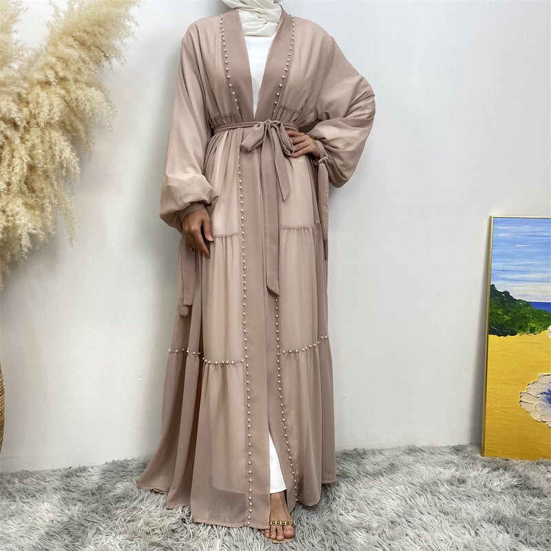 monica fashion Fashion Chiffon Long Beaded Cardigan - Image 5