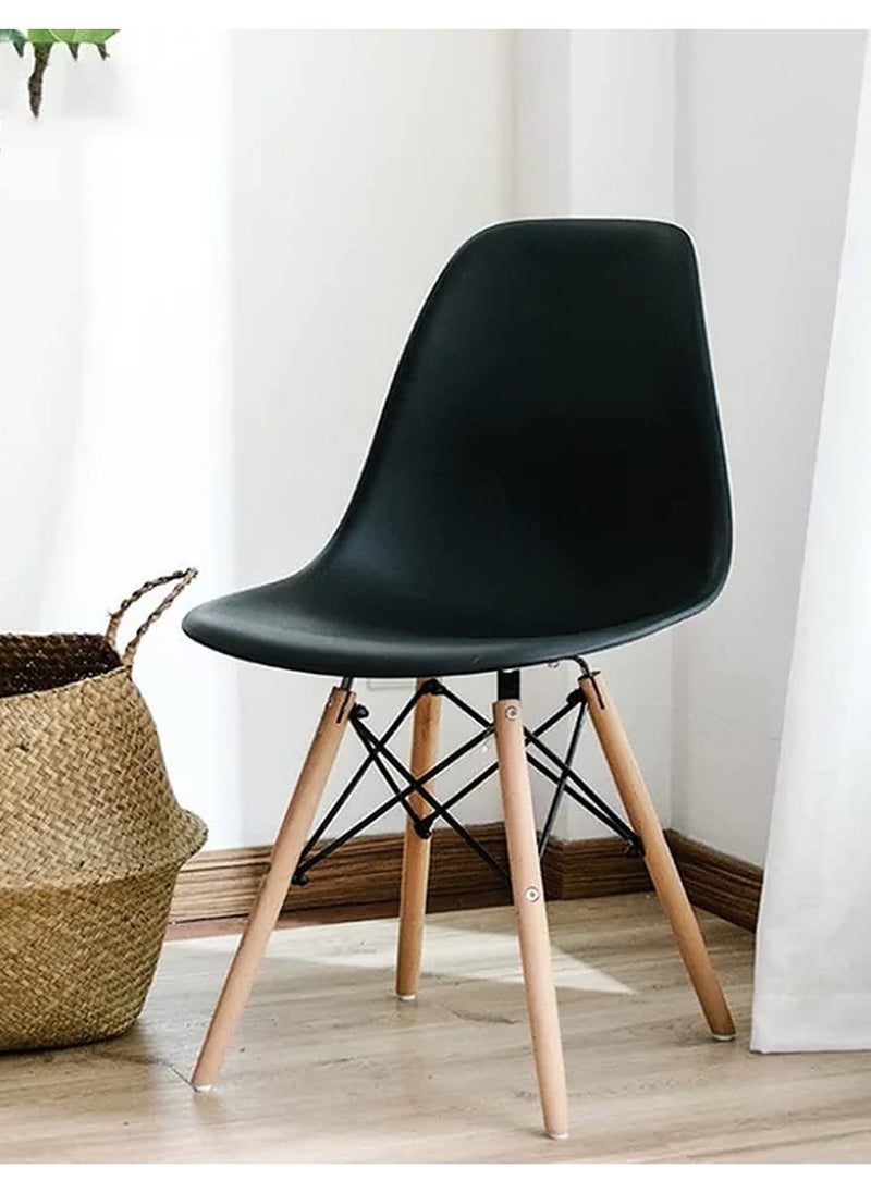 ALMUFARREJ - Chair Plastic Wooden Legs for Kitchen, Dining, Bedroom, Living Room (Black) - Image 1
