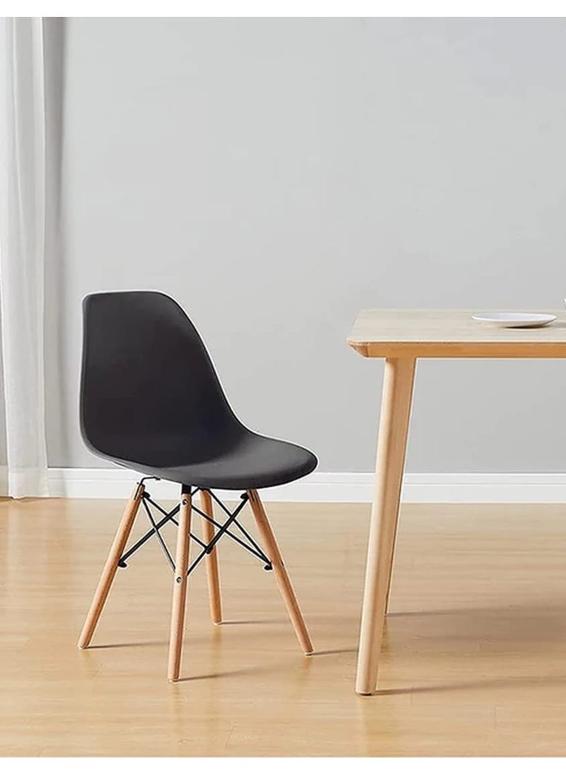 ALMUFARREJ - Chair Plastic Wooden Legs for Kitchen, Dining, Bedroom, Living Room (Black) - Image 1