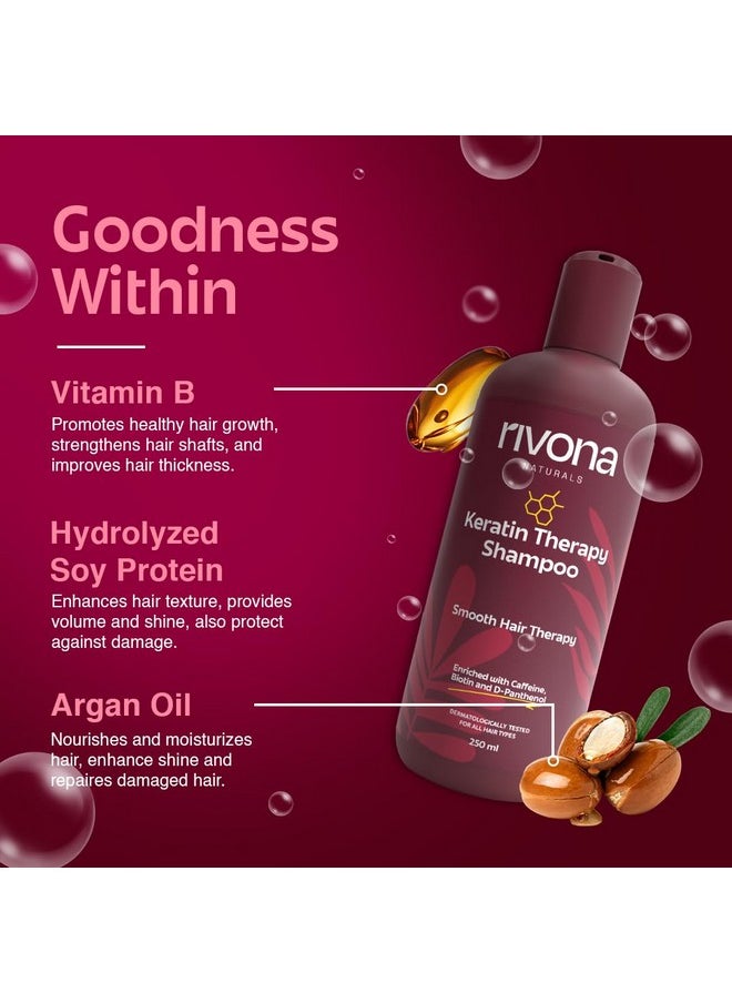 RIVONA NATURALS - Keratin Shampoo Repair And Shinier Hair L Keratin Protein + Argan Oil Nourishes Dry Hair For Men & Women For Dry And Frizzy Hair 250 Ml - Image 1