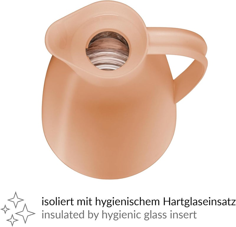 Alfi ECO 1.0 L, Apricot, Insulated Jug with Hygienic Tempered Glass Insert Made of Plastic, Screw Cap with Comfortable Push Button, Pouring with One Hand, Ideal as a Coffee Pot, Teapot, BPA-Free - Image 2