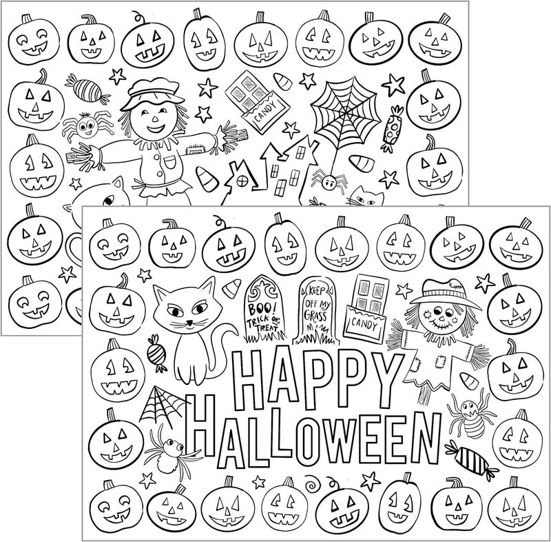 Iconikal ColorYourOwn 2Sided Reversible Disposable Paper Place Mats Happy Halloween 14 x 10Inches 22Count - Image 3