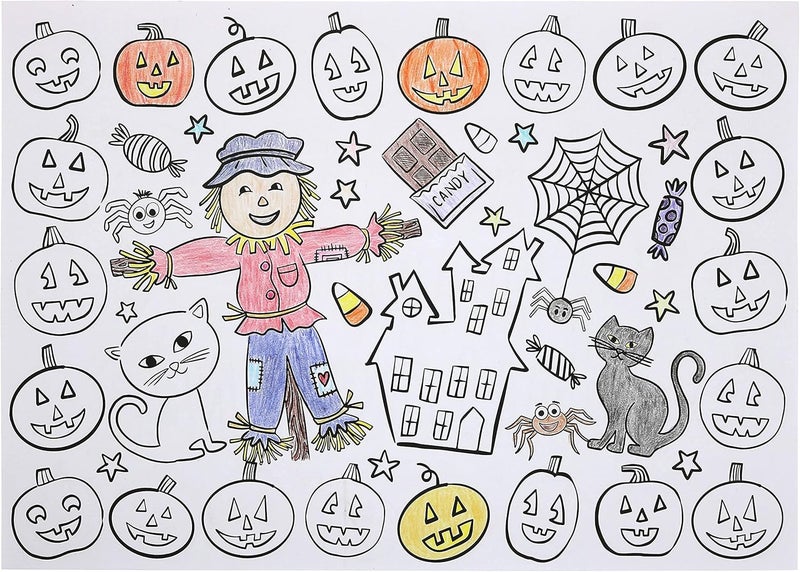 Iconikal ColorYourOwn 2Sided Reversible Disposable Paper Place Mats Happy Halloween 14 x 10Inches 22Count - Image 5