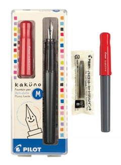 PILOT Kakuno Fountain Pen Red Body With One Ink Cartridge Medium Tip  - Image 1