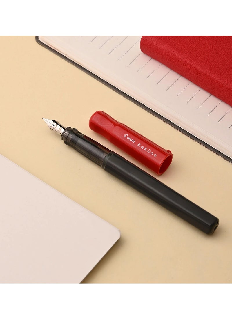 PILOT - Kakuno Fountain Pen Red Body With One Ink Cartridge Medium Tip - Image 1