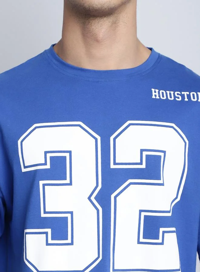 Styli Men Blue Graphic Print Oversized T-Shirt By Door74
