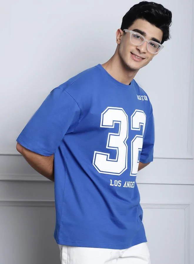 Styli Men Blue Graphic Print Oversized T-Shirt By Door74