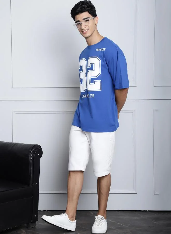 Styli Men Blue Graphic Print Oversized T-Shirt By Door74