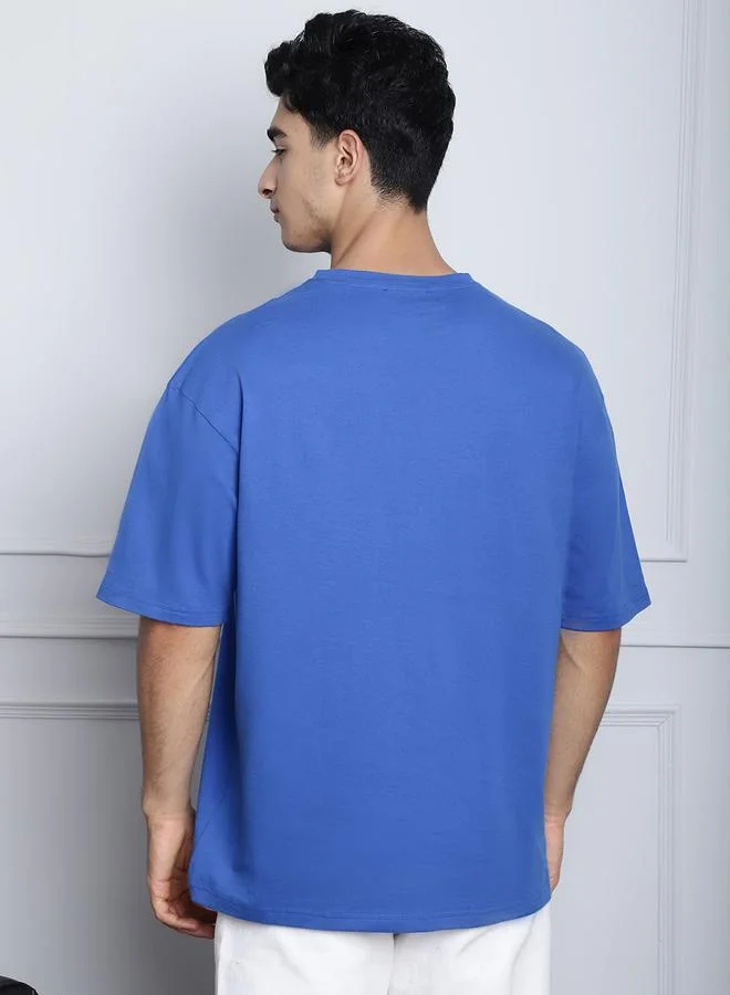 Take Two Men Blue Graphic Print Oversized T-Shirt By Door74