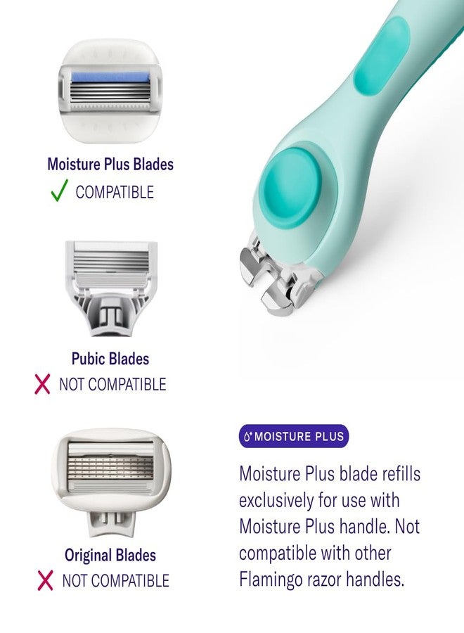 Flamingo Moisture Plus Women's Razor Set - Razor Handle, 4 Blade Refills, Shower Holder - Seafoam - Image 2