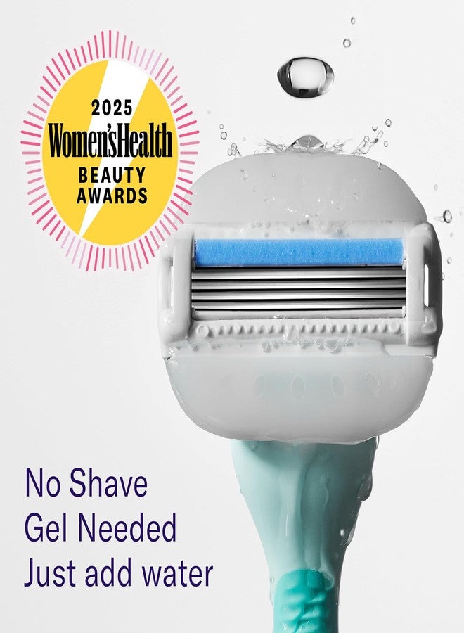 Flamingo Moisture Plus Women's Razor Set - Razor Handle, 4 Blade Refills, Shower Holder - Seafoam - Image 3