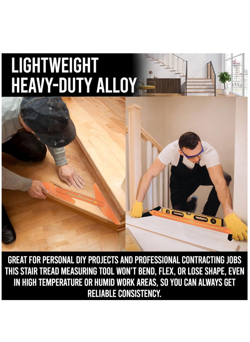 Stair Tread Gauge Measuring Jig 8-56Inch Extendable Stair Tread Template Tool for Accurately Measuring Angle and Length Stair Treads Measuring Steps Risers Tool Box for Stairs Risers  Partition - Image 2