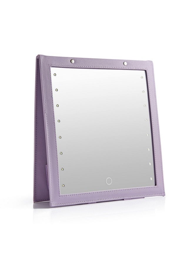 Backstage Hanging Mirror For Dance Bag With Dimmable Led Lights For Focused Glowa Light Violet Colored Foldable Mirror For Dancers And Artists With Touch Sensitive Power Button