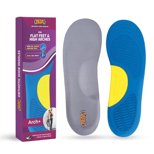 BEAR GRIPS Orthotic Shoe Insoles for Flat Feet, High Arches & Plantar Fasciitis – Dual Gel Arch Support for Pain Relief – Arch+ Insoles | Men & Women| UK Size 9 to 12 - Image 1