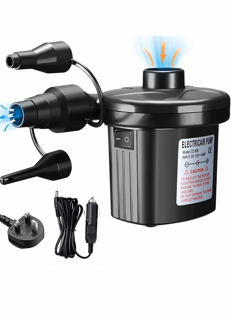 Generic Electric Air Pump Portable Quick-Fill Pump with 3 NozzlesCar 240V/12V DCInflator/Deflator Mattress Pumps  - Image 1
