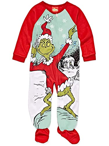 The Grinch Dr Seuss Toddler Infant Christmas Footed Blanket Sleeper Pajamas 12 Months Red - Image 1