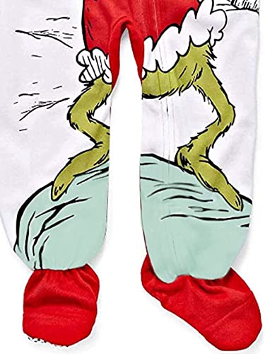 The Grinch Dr Seuss Toddler Infant Christmas Footed Blanket Sleeper Pajamas 12 Months Red - Image 3