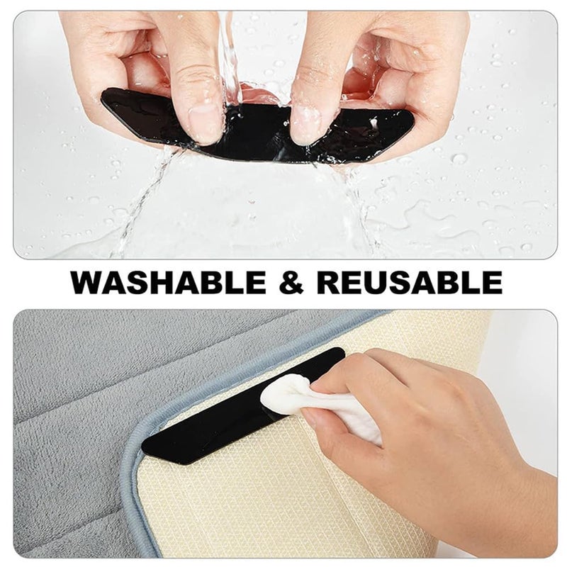 Bukela 24 Pcs Rug Tape Grippers - Double Sided Washable Carpet Stoppers for Area Rugs, Non Slip Anti Curling Adhesive Pads for Hardwood, Tile & Marble Floors (Black) - Image 1