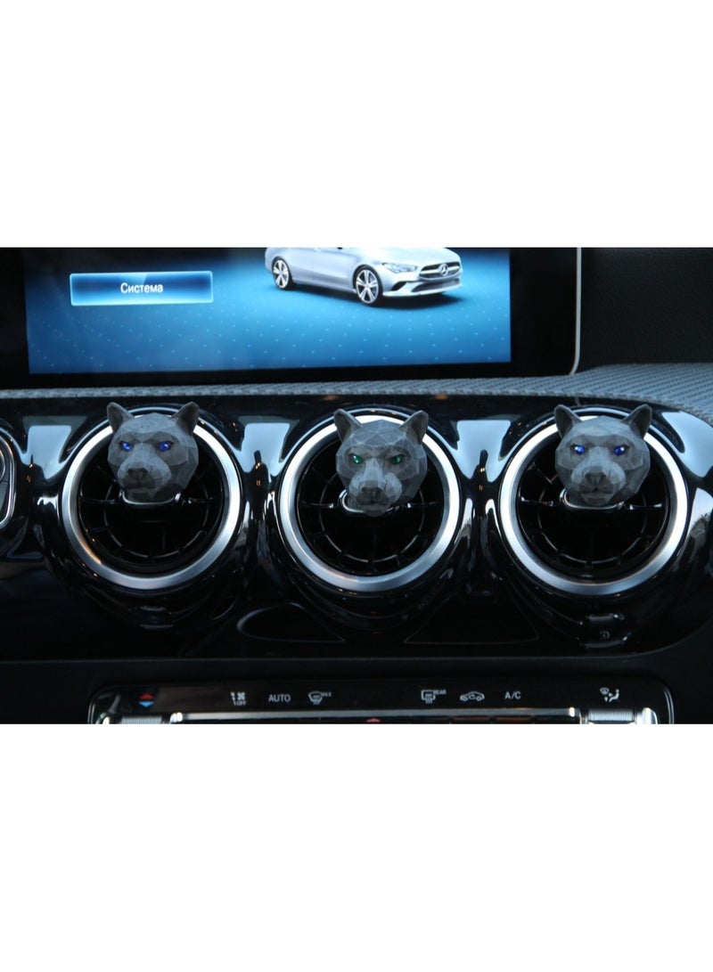 MEDORI Ceramic Car Air Freshener For Vent 3D Panther Head Imperial Velour Analogous to Kilian -On The Rocks. A Fragrance With an exotic and Enchanting Aroma. Fragrance is made in France  - Image 1
