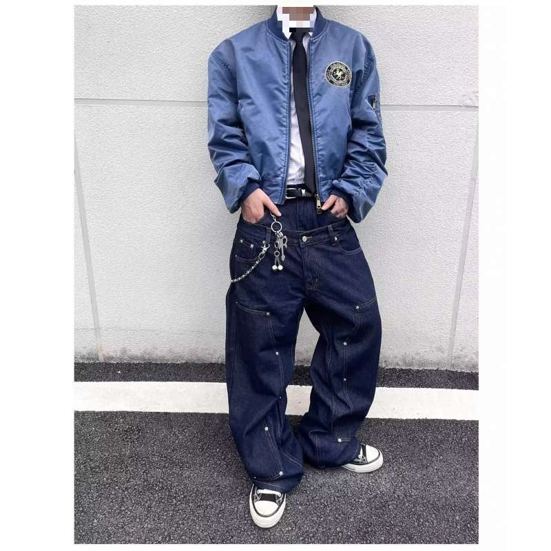 Unisex Classic Denim Jeans Loose Fit Daily Outdoor Wear - Image 1