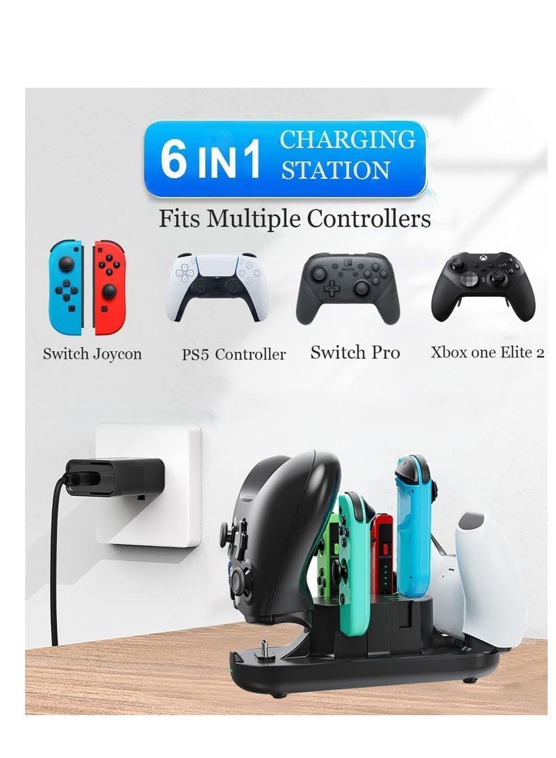 Captaintech Controller Charging Dock Station Compatible with Nintendo Switch & OLED Model Joycons, 6 in 1 Charger Dock for Nintendo Switch Joy-Con and Pro and PS5 Controllers KSA | Riyadh, Jeddah - Image 3
