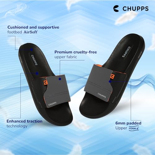 CHUPPS Urban One Vapor Slider for Men, FOAM6 Upper Technology (6mm Foam) Snug Fit with AirSoft Footbed (Contoured & Cushioned) for Super Comfort Flip Flop Slipper - Image 2