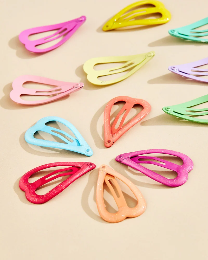 REDTAG Girls Assorted Heart Hair Clip 12 Piece Set