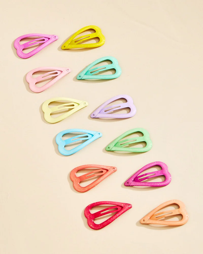 REDTAG Girls Assorted Heart Hair Clip 12 Piece Set